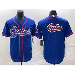 Men Chicago Cubs Royal Team Big Logo Cool Base Stitched Jersey