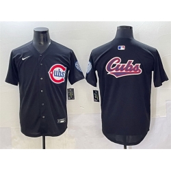 Men Chicago Cubs Team Big Logo Black Limited Stitched Baseball Jersey