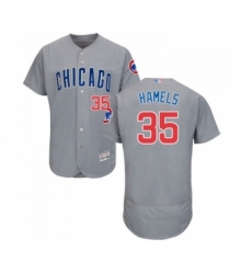 Mens Chicago Cubs 35 Cole Hamels Grey Road Flex Base Authentic Collection Baseball Jersey