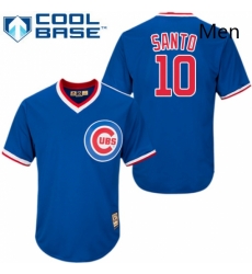 Mens Majestic Chicago Cubs 10 Ron Santo Authentic Royal Blue Cooperstown MLB Jersey