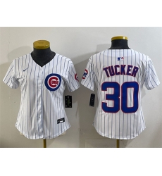 Women Chicago Cubs 30 Kyle Tucker White Home Limited Stitched Baseball Jersey