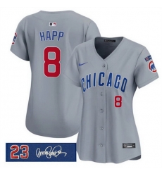 Women Chicago Cubs 8 lan Happ Gray Ryne Sandberg Tribute Vapor Limited V3 Stitched Baseball Jersey Women Chicago Cubs 8 lan Happ Gray Ryne Sandberg Tribute Vapor Limited V3 Stitched Baseball Jersey