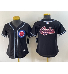 Women Chicago Cubs Team Big Logo 2026 Fashion Replica Black Out Stitched Baseball Jersey Women Chicago Cubs Team Big Logo 2026 Fashion Replica Black Out Stitched Baseball Jersey