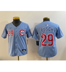 Youth Chicago Cubs 29 Michael Busch Blue Limited Stitched Baseball Jersey
