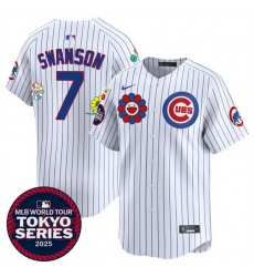 Youth Chicago Cubs 7 Dansby Swanson White 2025 Tokyo Series Limited Stitched Baseball Jersey Youth Chicago Cubs 7 Dansby Swanson White 2025 Tokyo Series Limited Stitched Baseball Jersey