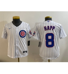 Youth Chicago Cubs 8 Ian Happ White Cool Base Stitched Baseball Jersey