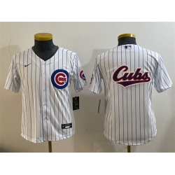Youth Chicago Cubs Team Big Logo White Cool Base Stitched Baseball Jersey