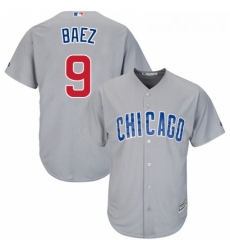 Youth Majestic Chicago Cubs 9 Javier Baez Replica Grey Road Cool Base MLB Jersey