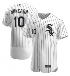 Men Chicago White Sox 10 Yoan Moncada Men Nike White Home 2020 Flex Base Player MLB Jersey