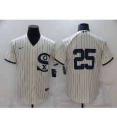 Men Chicago White Sox 25 Jim Abbott Cream Game 2021 Field of Dreams Jersey