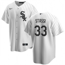 Men Chicago White Sox 33 Max Stassi White Cool Base Stitched Jersey