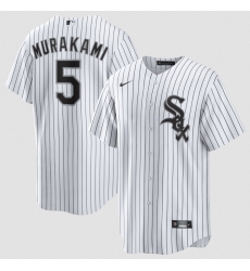 Men Chicago White Sox 5 Munetaka Murakami White Cool Base Stitched Baseball Jersey Men Chicago White Sox 5 Munetaka Murakami White Cool Base Stitched Baseball Jersey