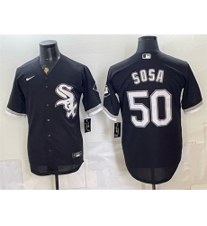 Men Chicago White Sox  50 Lenyn Sosa Black Stitched Baseball Jersey
