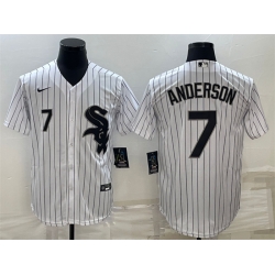 Men Chicago White Sox 7 Tim Anderson White Cool Base Stitched Jersey