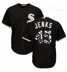 Mens Majestic Chicago White Sox 45 Bobby Jenks Authentic Black Team Logo Fashion Cool Base MLB Jersey