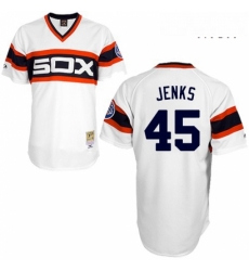 Mens Mitchell and Ness 1983 Chicago White Sox 45 Bobby Jenks Authentic White Throwback MLB Jersey