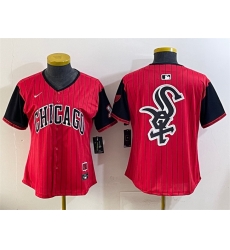 Women Chicago White Sox Team Big Logo Red Black 2025 City Connect Limited Stitched Baseball Jersey 001