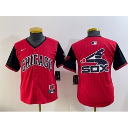 Youth Chicago White Sox Team Big Logo Red Black 2025 City Connect Limited Stitched Baseball Jersey 003