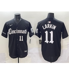 Men Cincinnati Reds 11 Barry Larkin Black 27Gothic Queen City Edition 27 Vapor Premier Limited Stitched Baseball Jersey Men Cincinnati Reds 11 Barry Larkin Black 27Gothic Queen City Edition 27 Vapor Premier Limited Stitched Baseball Jersey
