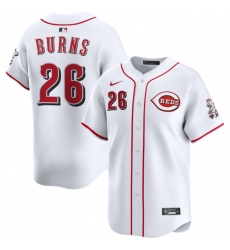 Men Cincinnati Reds 26 Chase Burns White Home Limited Stitched Baseball Jersey Men Cincinnati Reds 26 Chase Burns White Home Limited Stitched Baseball Jersey