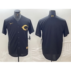 Men Cincinnati Reds Blank Black Cool Base Stitched Baseball Jersey