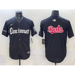 Men Cincinnati Reds Team Big Logo Black  27Gothic Queen City Edition 27 Vapor Premier Limited Stitched Baseball Jersey
