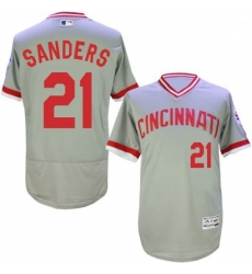 Mens Majestic Cincinnati Reds 21 Reggie Sanders Grey Flexbase Authentic Collection Cooperstown MLB Jersey