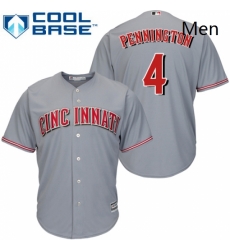 Mens Majestic Cincinnati Reds 4 Cliff Pennington Replica Grey Road Cool Base MLB Jersey 