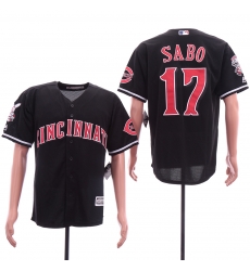 Reds 17 Chris Sabo Black Cool Base Jersey