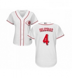 Womens Cincinnati Reds 4 Jose Iglesias Replica White Home Cool Base Baseball Jersey 