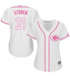 Womens Majestic Cincinnati Reds 31 Drew Storen Replica White Fashion Cool Base MLB Jersey