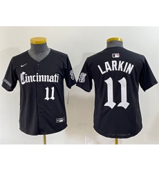 Youth Cincinnati Reds 11 Barry Larkin Black 27Gothic Queen City Edition 27 Vapor Premier Limited Stitched Baseball Jersey Youth Cincinnati Reds 11 Barry Larkin Black 27Gothic Queen City Edition 27 Vapor Premier Limited Stitched Baseball Jersey