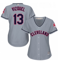 Womens Majestic Cleveland Indians 13 Omar Vizquel Replica Grey Road Cool Base MLB Jersey 