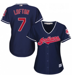 Womens Majestic Cleveland Indians 7 Kenny Lofton Authentic Navy Blue Alternate 1 Cool Base MLB Jersey