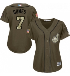 Womens Majestic Cleveland Indians 7 Yan Gomes Authentic Green Salute to Service MLB Jersey