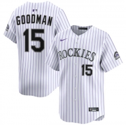 Men Colorado Rockies 15 Hunter Goodman White Home Limited Stitched Baseball Jersey