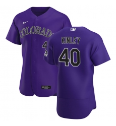 Men Colorado Rockies 40 Tyler Kinley Men Nike Purple Alternate 2020 Flex Base Player MLB Jersey