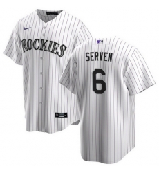 Men Colorado Rockies 6 Brian Serven White Stitched Baseball Jersey