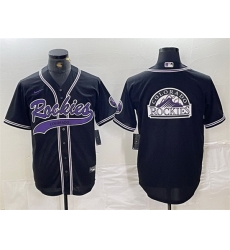 Men Colorado Rockies Black Team Big Logo Cool Base Stitched Baseball JerseyS