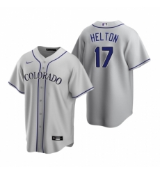 Mens Nike Colorado Rockies 17 Todd Helton Gray Road Stitched Baseball Jerse