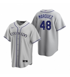 Mens Nike Colorado Rockies 48 German Marquez Gray Road Stitched Baseball Jersey