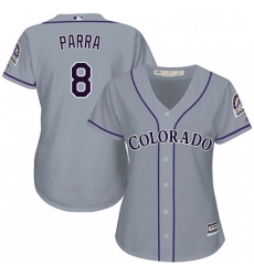 Womens Majestic Colorado Rockies 8 Gerardo Parra Replica Grey Road Cool Base MLB Jersey