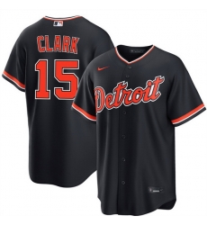 Men Detroit Tigers 15 Max Clark Navy Alternate Stitched Baseball Jersey Men Detroit Tigers 15 Max Clark Navy Alternate Stitched Baseball Jersey