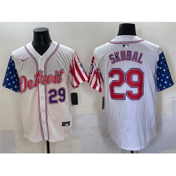 Men Detroit Tigers 29 Tarik Skubal White 2025 Memorial Day Vapor Premier Limited Stitched Baseball Jersey