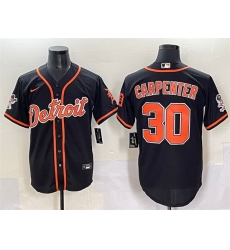 Men Detroit Tigers 30 Kerry Carpenter Black With Patch Cool Base Stitched Baseball Jersey
