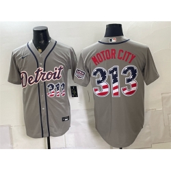 Men Detroit Tigers  313 Motor City Grey 2026 USA 250 Fourth of July Stitched Baseball Jersey