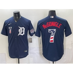Men Detroit Tigers  7 Kevin McGonigle Navy 2026 USA 250 Fourth of July Stitched Baseball Jersey