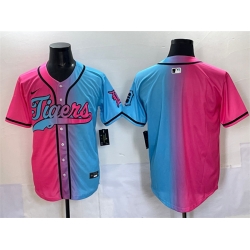 Men Detroit Tigers Blank Pink Blue Limited Stitched Baseball Jersey