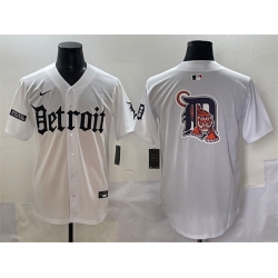Men Detroit Tigers Team Big Logo White  27Motor Gothic Edition 27 Vapor Premier Limited Stitched Baseball Jersey