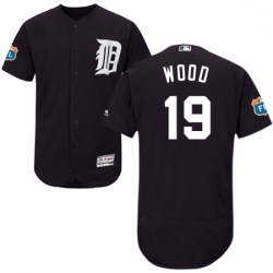 Mens Majestic Detroit Tigers 19 Travis Wood Navy Blue Alternate Flex Base Authentic Collection MLB Jersey